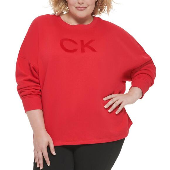 CALVIN KLEIN PERFORMANCE Crewneck Sweatshirt 2X Salsa Red Fitness Logo NWT - Picture 1 of 9